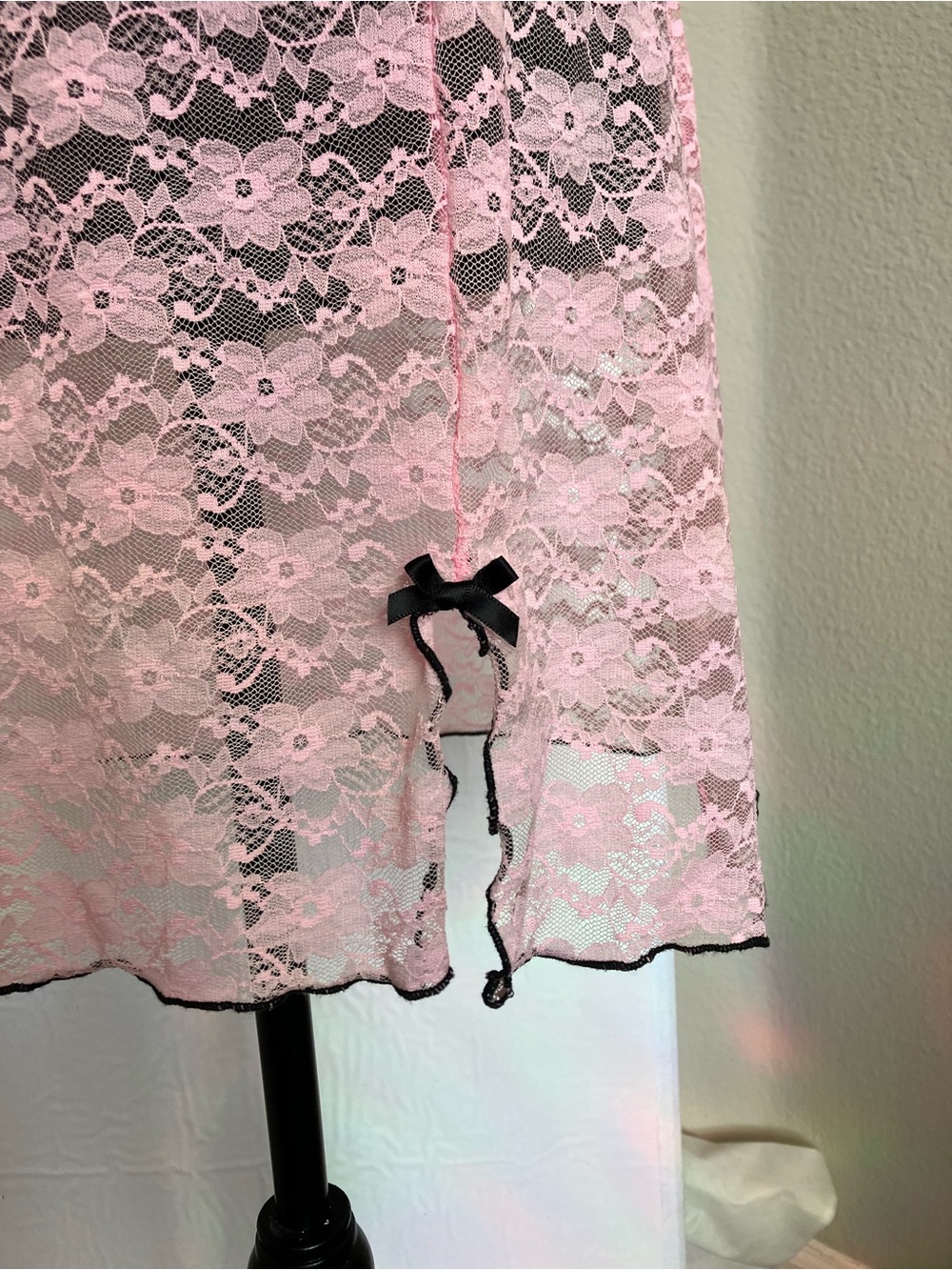 Lace Chemise Slip with Black Trim - Pink - Picture 2 of 4